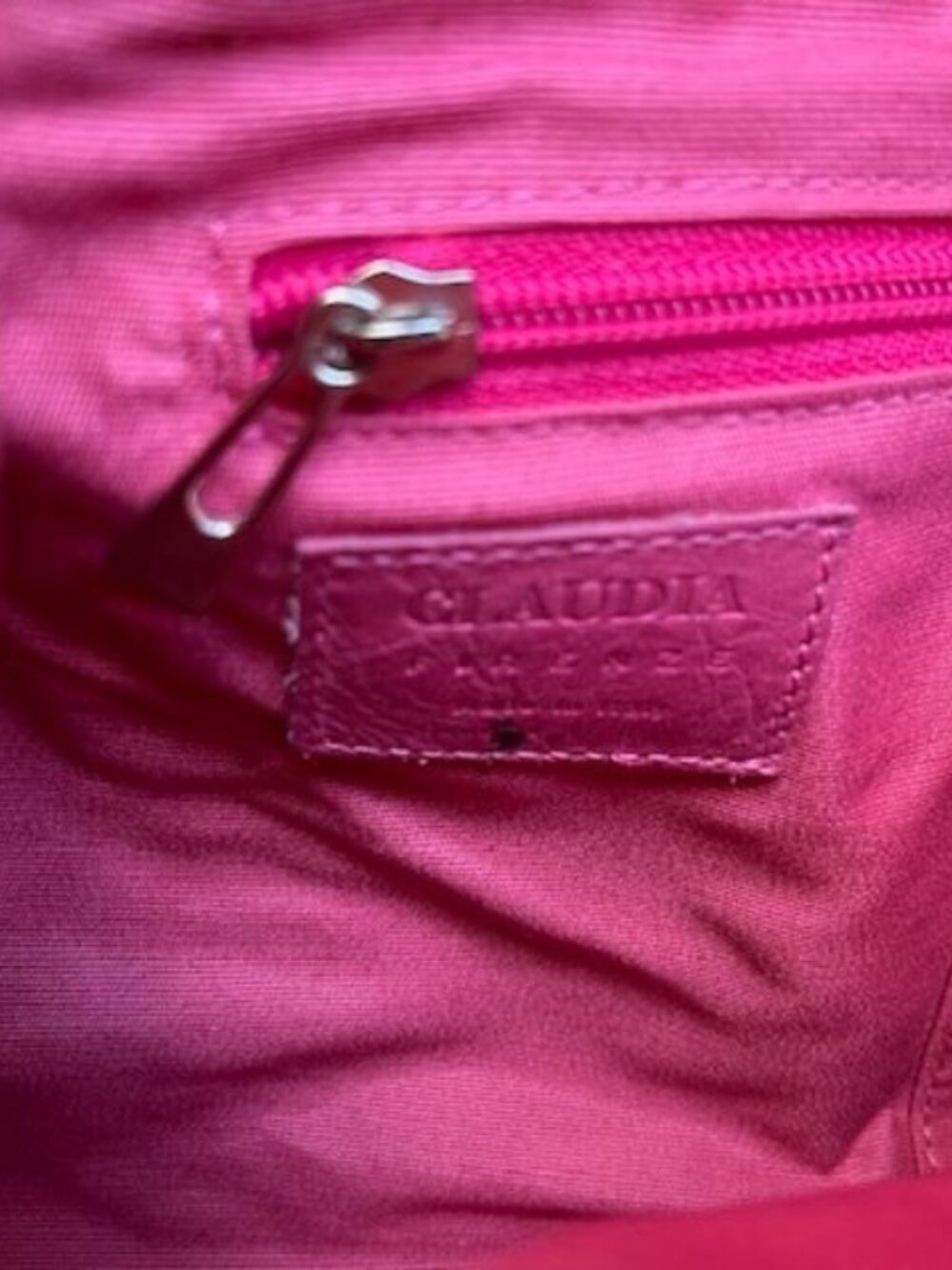 Claudia Firenze Pink & Lime Leather Handbag made in Italy w/Charms/New Vintage - Picture 4 of 6